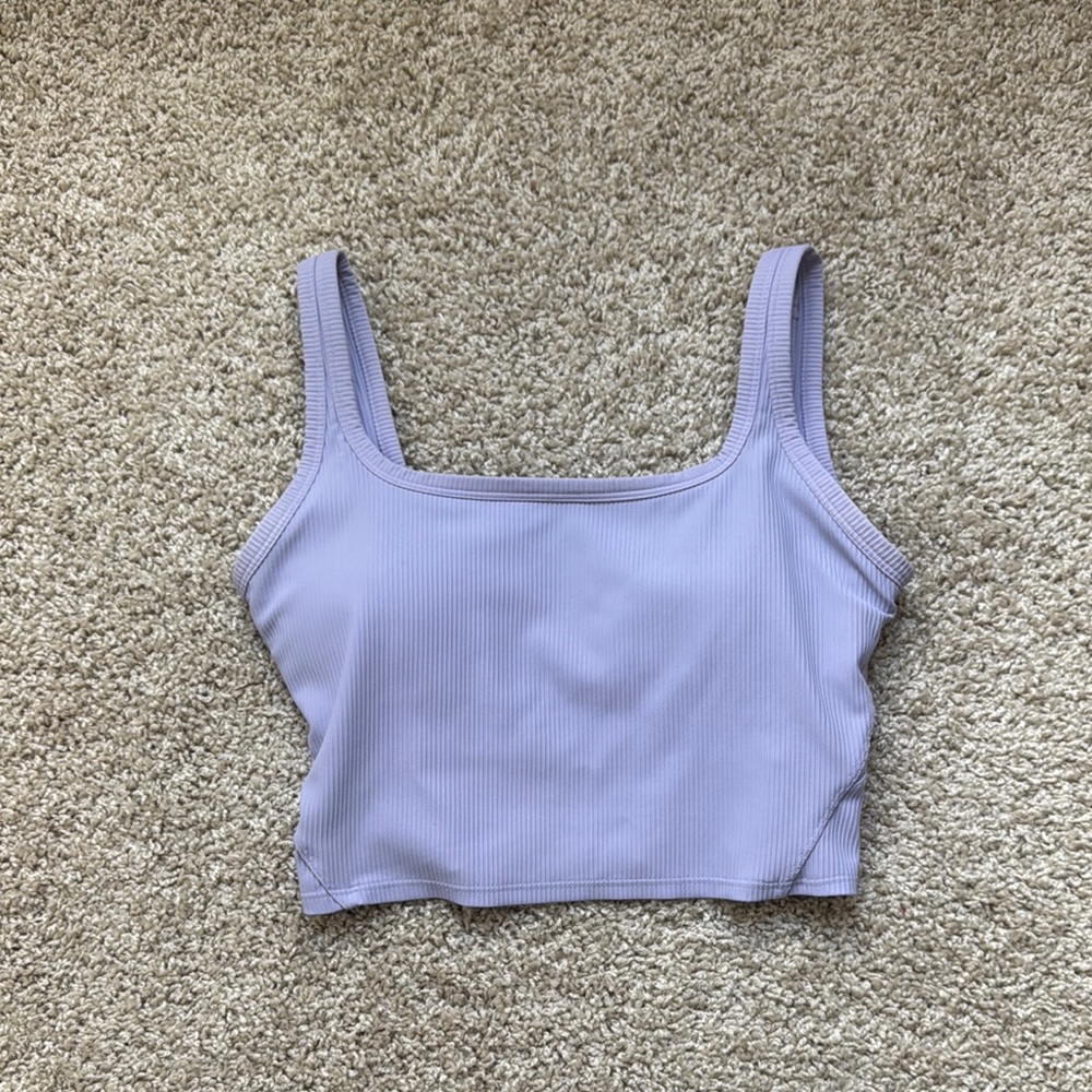 Purple Fitted Crop Tank Top